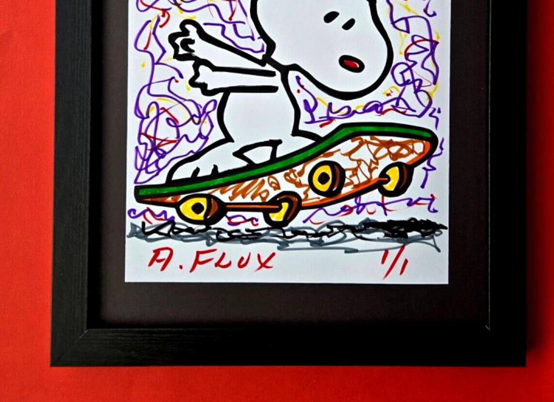 SNOOPY STREET RIDER by AIDAN FLUX UNIQUE MIXED MEDIA Hand-Signed 1/1 COA - 4