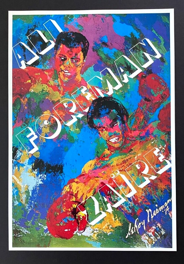 LEROY NEIMAN + ALI - FOREMAN BOX+ CIRCA 1970'S + SIGNED PRINT FRAMED - 2