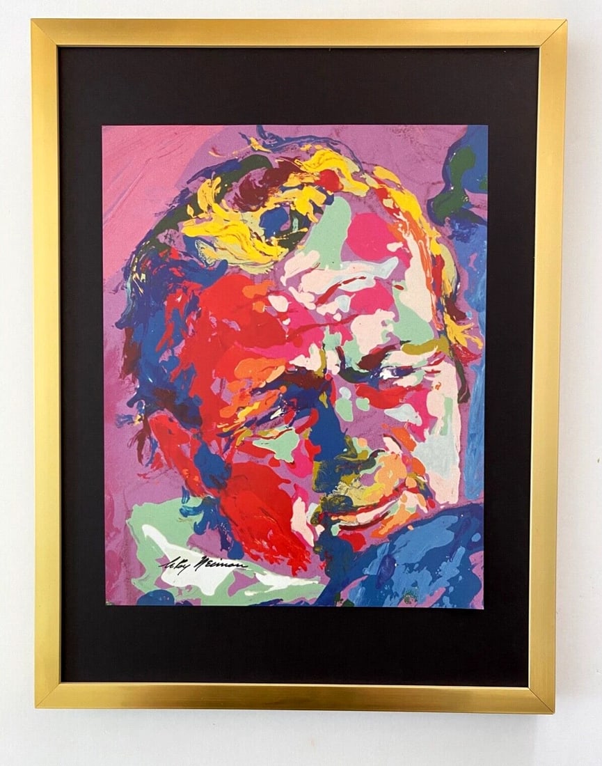 LEROY NEIMAN + ARNOLD PALMER + CIRCA 1990'S + SIGNED PRINT FRAMED: We have for Sale this LEROY NEIMAN AWESOME 1992 PRINT ON PAPER " ARNOLD PALMER " FACSIMILE SIGNED IN INK FULL OF COLOR PRINT SIZE OF THE PRINT: 10 X 8 in FRAME COVERS AN AREA OF 15 X 11 in MOUNTED