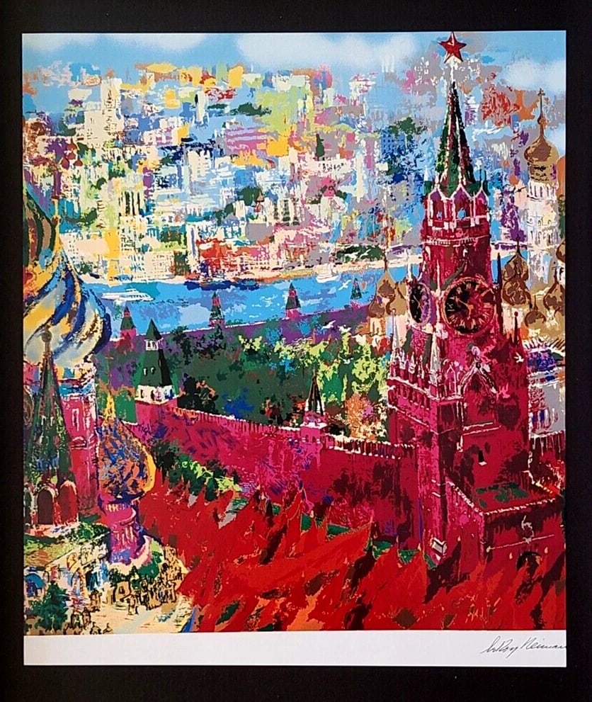 LEROY NEIMAN + 1980'S VINTAGE SIGNED PRINT FRAMED + SCENE OF MOSCOW - 2