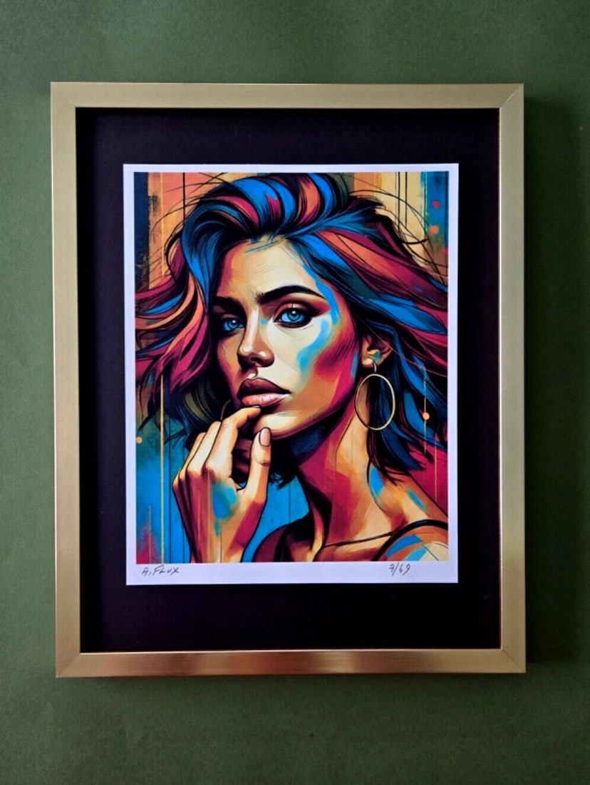 AIDAN FLUX | Hand Signed Original Print Framed LtdEdof69 COA | PERSISTENCE: This is a Stunning and Scarce 100% Authentic New Print by Aidan Flux AIDAN Flux represents a new wave of artists who embrace technology as a partner in creation, crafting works that resonate with the