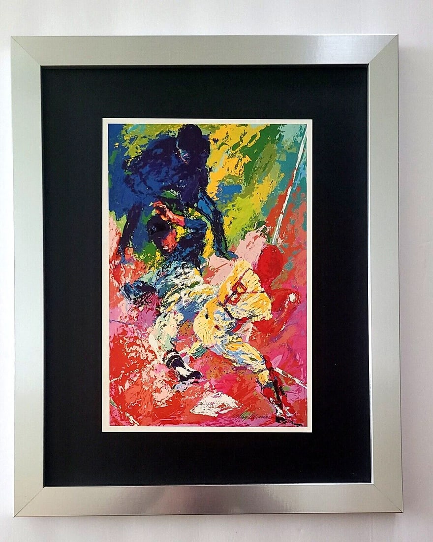 LEROY NEIMAN + BASEBALL + CIRCA 1990'S + SIGNED PRINT FRAMED: We have for Sale this LEROY NEIMAN AWESOME VINTAGE PRINT " BASEBALL " SIGNED ON THE PLATE FULL OF COLOR PRINT SIZE OF THE PRINT: 10 X 8 in NEW FRAME COVERS AN AREA OF 15 X 12 in MOUNTED AND FRAMED