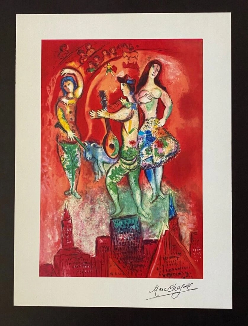 MARC CHAGALL + 1971 BEAUTIFUL SIGNED PRINT FROM FRANCE + BALLET + FRAMED - 2