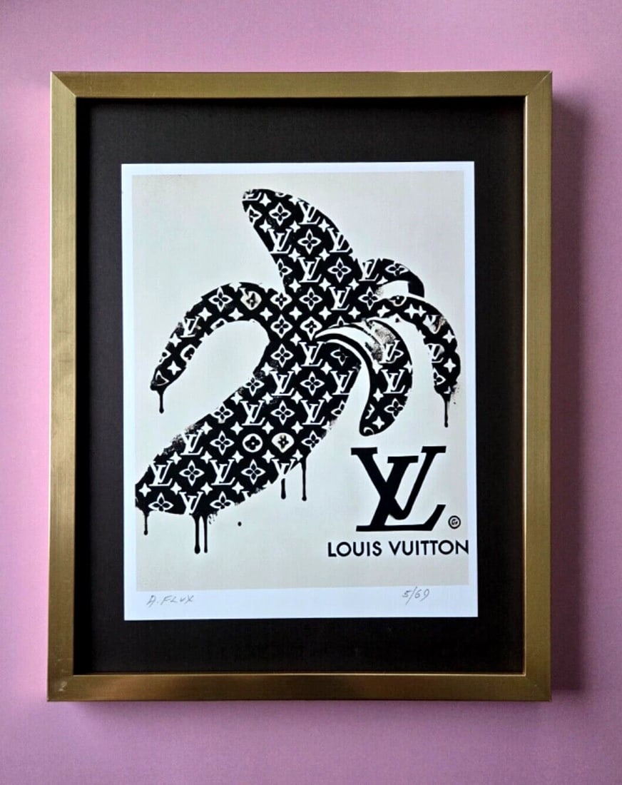 AIDAN FLUX | Hand Signed Original Print Framed LtdEd COA " LUXURY BANANA ": This is a Stunning and Scarce 100% Authentic New Print by Aidan Flux AIDAN Flux represents a new wave of artists who embrace technology as a partner in creation, crafting works that resonate with the