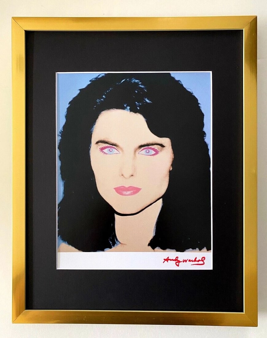 ANDY WARHOL + RARE 1984 SIGNED MARIA SHRIVER PRINT MATTED and FRAMED: This is a Stunning and Scarce 1984 Print after Andy Warhol FACSIMILE SIGNATURE IN RED INK " MARIA SHRIVER " from - His Pop Art Collection- Matted and Framed covering 15x12in. Printed in Paper after
