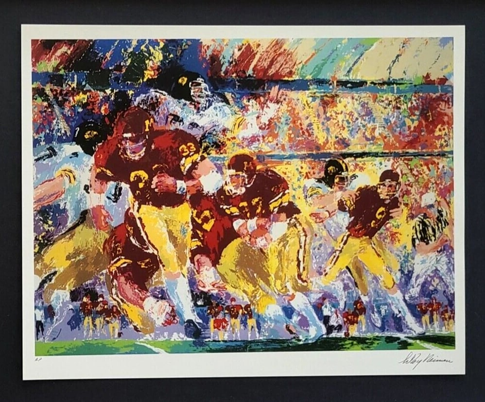 LEROY NEIMAN + 1980's VINTAGE SIGNED PRINT FRAMED + " IOWA VS MINNESOTA " - 2