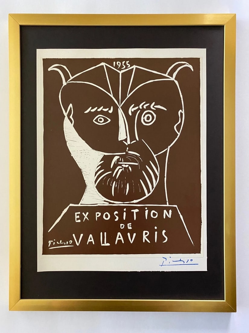 PABLO PICASSO 1971 PRINT + SIGNED + MOUNTED AND FRAMED: This is a Beautiful and Scarce 1971 Print After PABLO PICASSO Facsimile signed in the support area Also signed on the plate. Size framed is about 17x13in. Printed in Beautiful Glossy Paper in