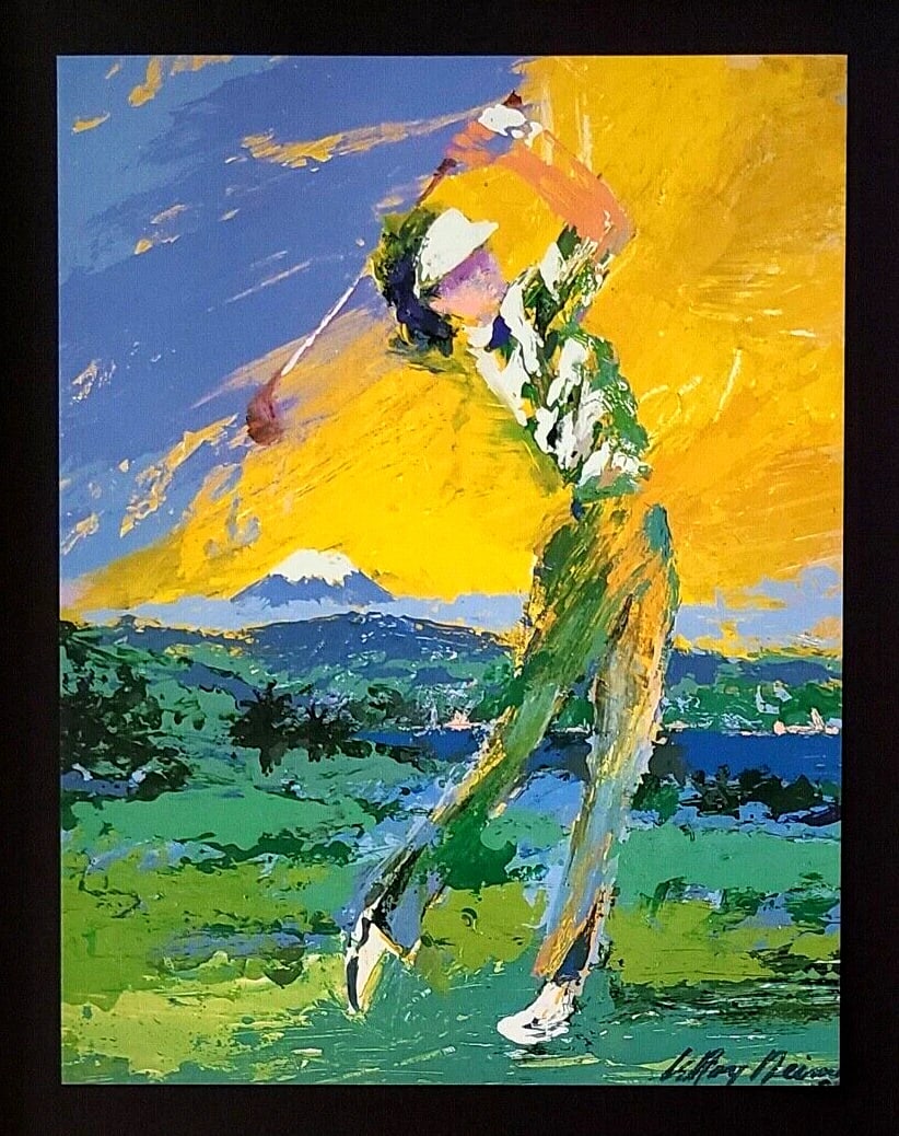 LEROY NEIMAN + COURSE IN FUJI JAPAN + CIRCA 1990'S + SIGNED GOLF PRINT+ FRAMED - 2