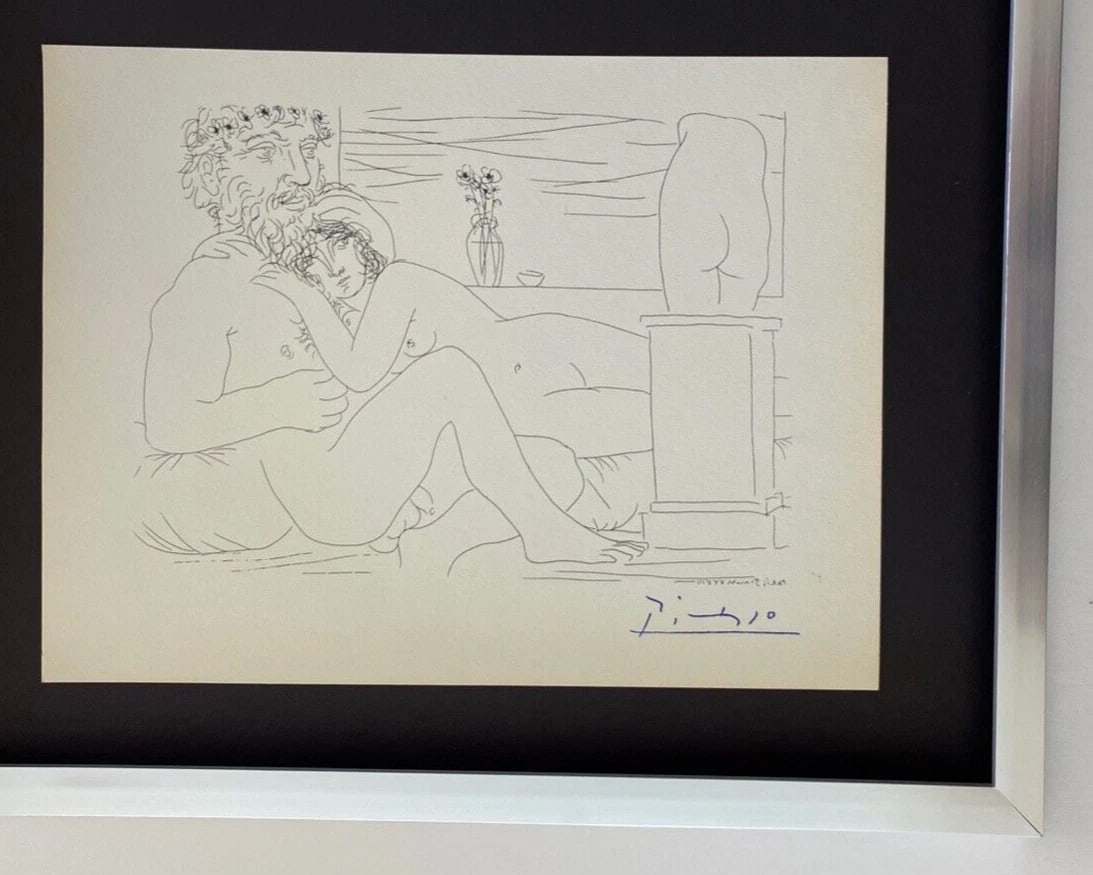 PABLO PICASSO +1955 SIGNED SUPERB ARTISTIC FIGURES PRINT FRAMED - 3