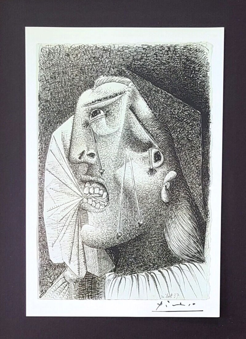 PABLO PICASSO + STUDY FOR GUERNICA + SIGNED + MOUNTED IN NEW FRAME + SPAIN 1972 - 2