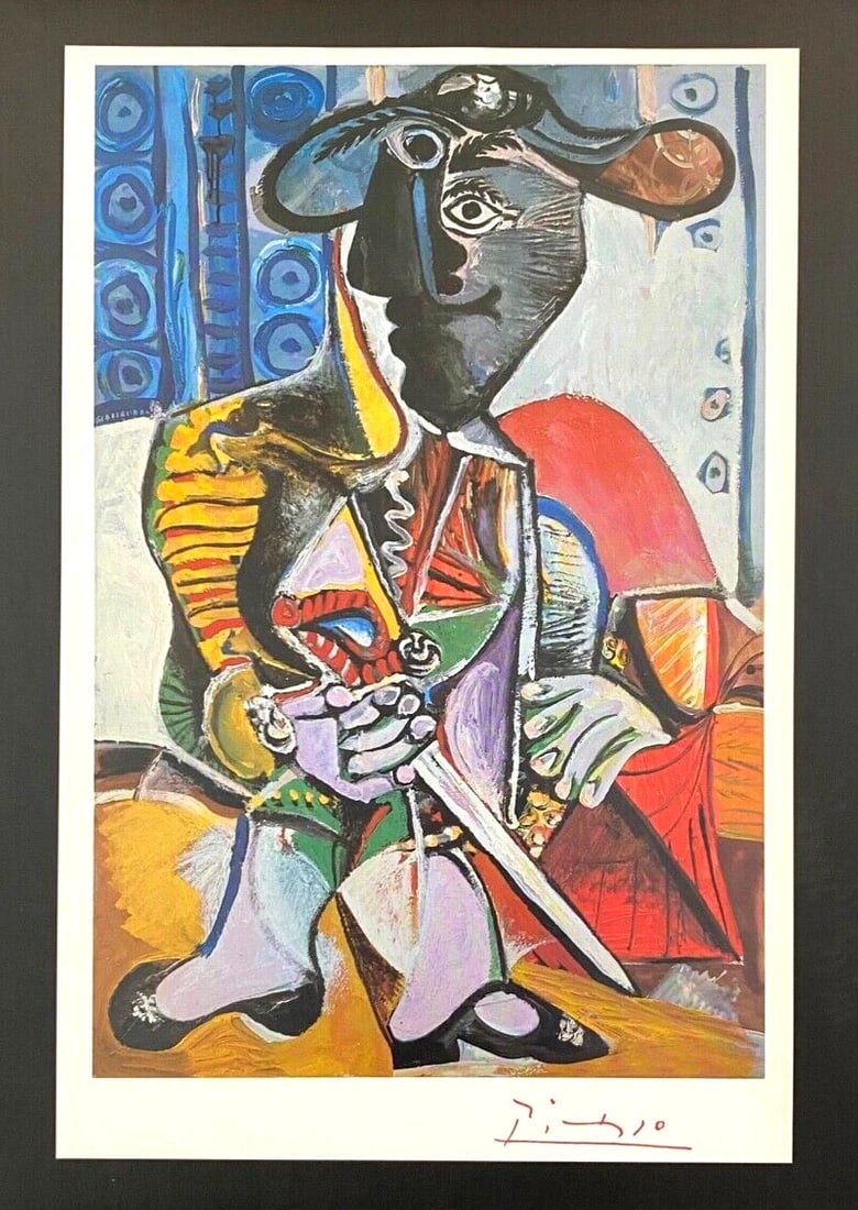 PABLO PICASSO + 1972 SIGNED VINTAGE TORERO PRINT WITH NEW FRAME - 2