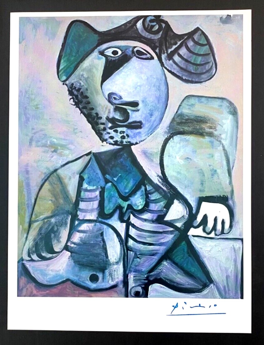 PABLO PICASSO + 1972 SIGNED VINTAGE MUSKETEER PRINT WITH NEW FRAME - 2