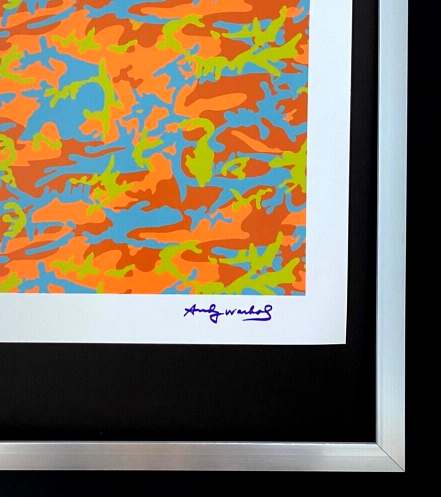 ANDY WARHOL + SIGNED 1980's CAMOUFLAGE PRINT MOUNTED & FRAMED - 2