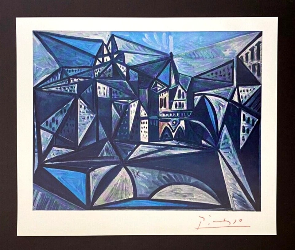 PABLO PICASSO + 1961 SIGNED SUPERB PRINT FRAMED FROM LONDON + NOTRE DAME PARIS - 2