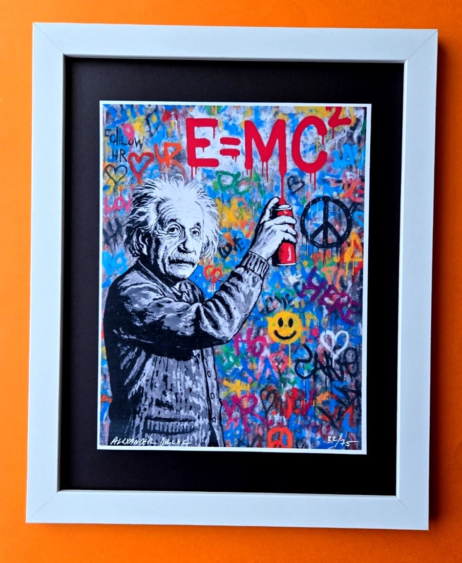 ALEXANDER DULAC | Hand Signed Print ALBERT EINSTEIN E=MC2 Ltd.Ed. of 75 COA: Up for Sale is this Beautiful and Elegant Hand Signed Authentic Giclee by renowned contemporary artist ALEXANDER DU LAC " E=MC2 " The print is mounted and framed. The area covered by the whole piece