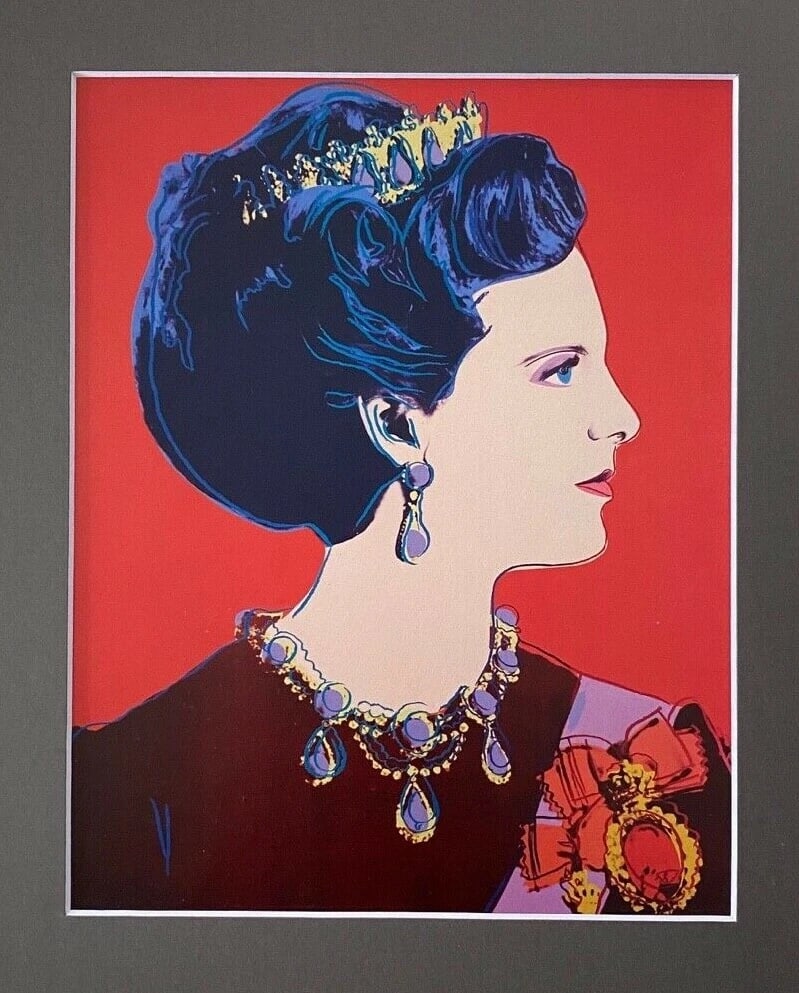 ANDY WARHOL AWESOME 1984 QUEEN OF DENMARK PRINT MATTED AND FRAMED - 2