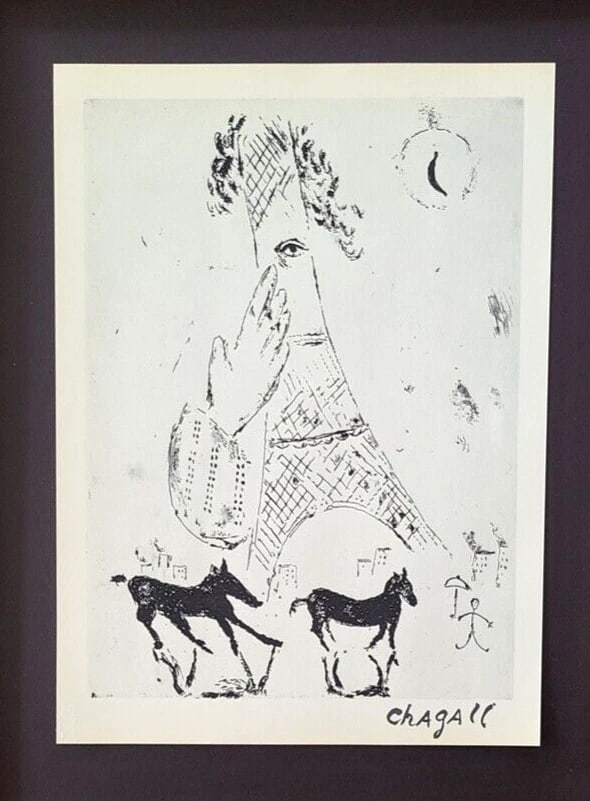 MARC CHAGALL + 1957 AWESOME SIGNED PRINT MOUNTED IN NEW FRAME - 2