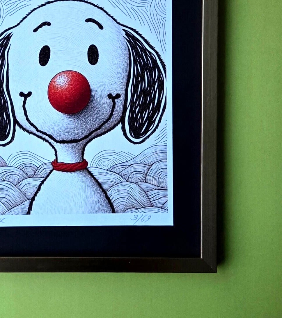 AIDAN FLUX | Hand Signed Original Print Framed | LtdEd of 69 COA | Snoopy - 5