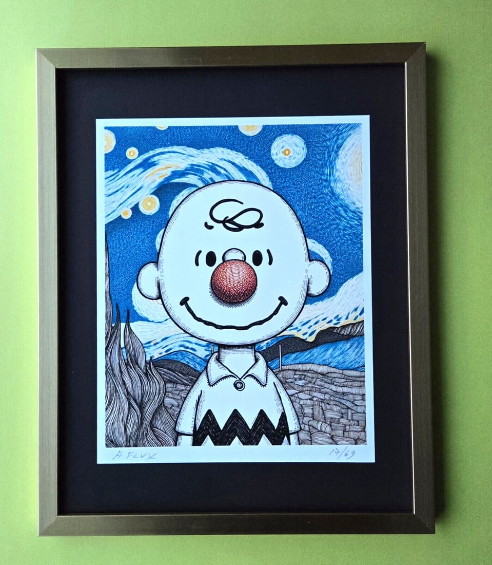 AIDAN FLUX | Hand Signed Original Print Framed | Ltd. Ed. of 69 COA | Charlie B.: This is a Stunning and Scarce 100% Authentic New Print by Aidan Flux AIDAN Flux represents a new wave of artists who embrace technology as a partner in creation, crafting works that resonate with the