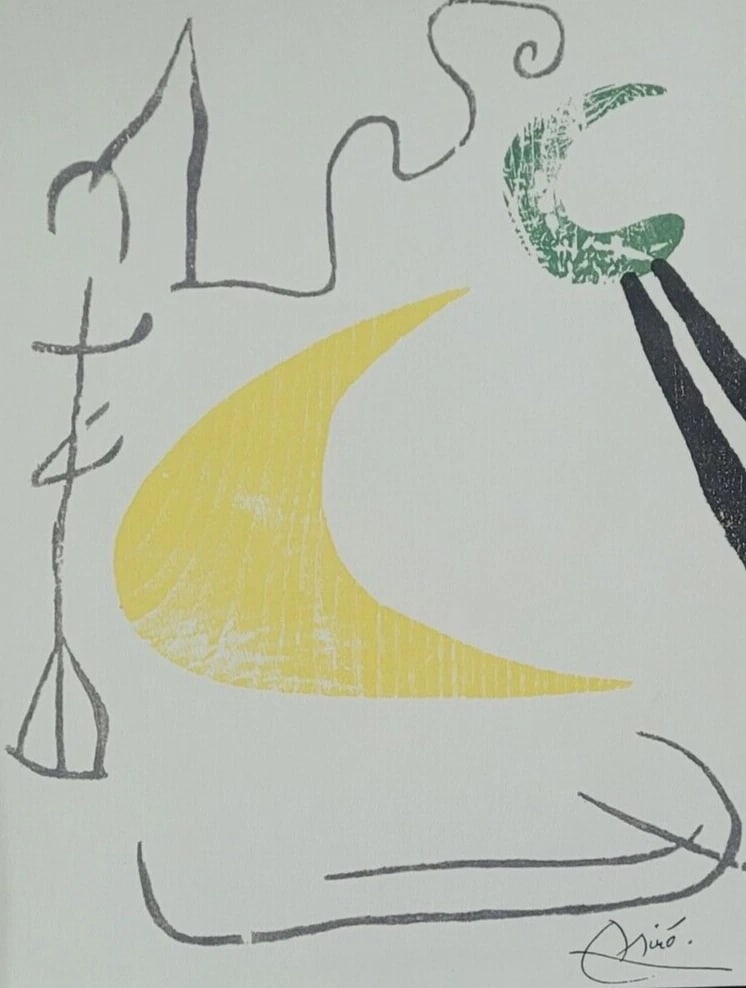 JOAN MIRO + 1971 BEAUTIFUL SIGNED PRINT MOUNTED AND FRAMED 11x14in - 2
