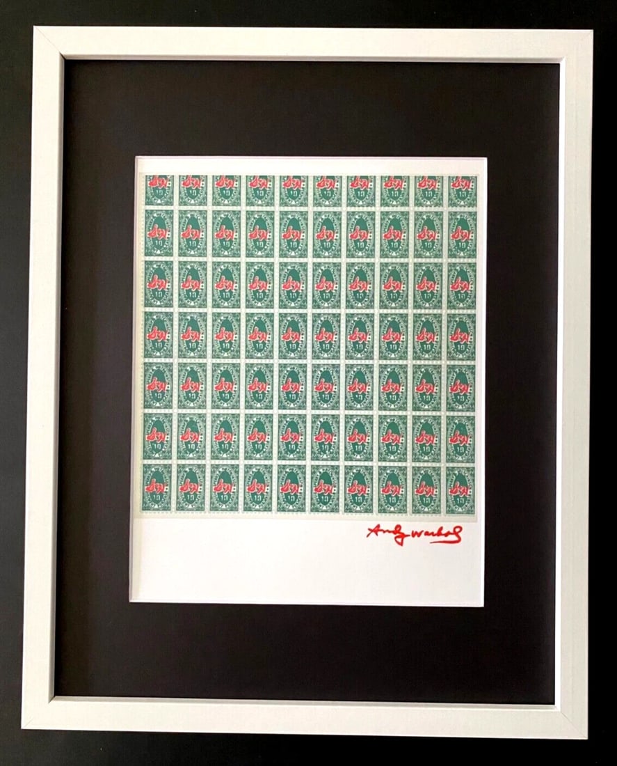 ANDY WARHOL + RARE 1984 SIGNED BEER LABEL PRINT MATTED AND FRAMED: This is a Stunning and Scarce 1984 Print after Andy Warhol FACSIMILE SIGNATURE IN RED INK " BEER LABEL " from - His Pop Art Collection- Matted and Framed covering an area of 15x12in. Printed in Paper 