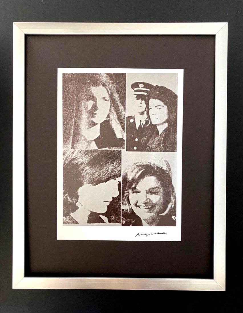 ANDY WARHOL + SIGNED 1980's JACKIE KENNEDY PRINT MOUNTED & FRAMED: This is a Stunning and Scarce 1980's Print after Andy Warhol " JACKIE KENNEDY " from - His Pop Art Collection- Facsimile Signed in Ink Mounted on a Brand New Frame covering an area of 15x12in.
