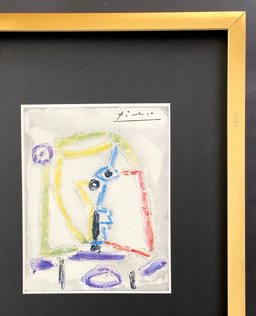 PABLO PICASSO VINTAGE 1969 | SIGNED | HAND TIPPED COLOR PLATE FRAMED - 2