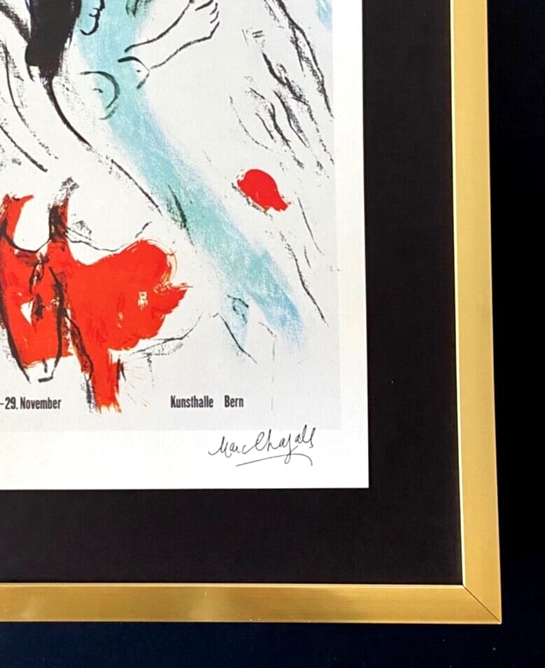MARC CHAGALL + ORIGINAL VINTAGE 1975 SIGNED PRINT + FRAMED - 3