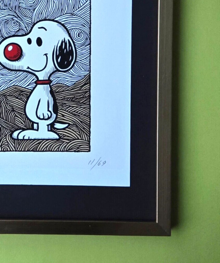 AIDAN FLUX | Hand Signed Original Print Framed | LtdEd of 69 COA | Snoopy - 5