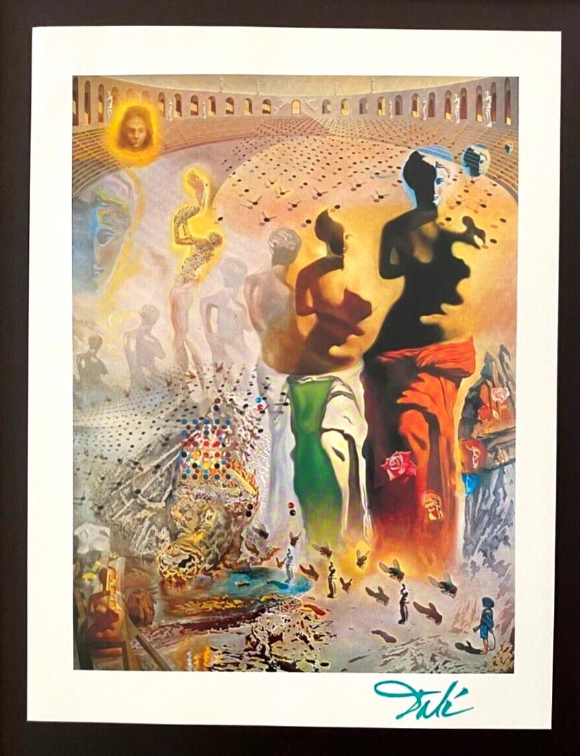 Salvador Dali 1970 Vintage Signed Print Framed Surrealist Collecting Art - 2