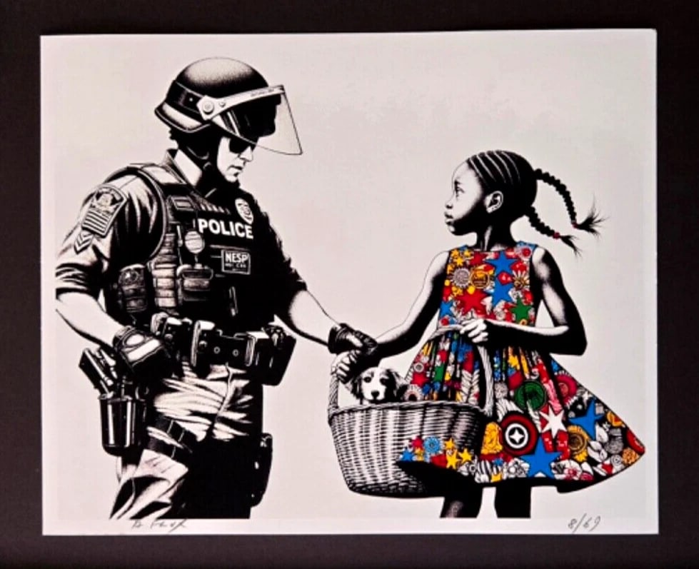 AIDAN FLUX Hand Signed Authentic Ltd ED Print Framed Banksy COA - 3