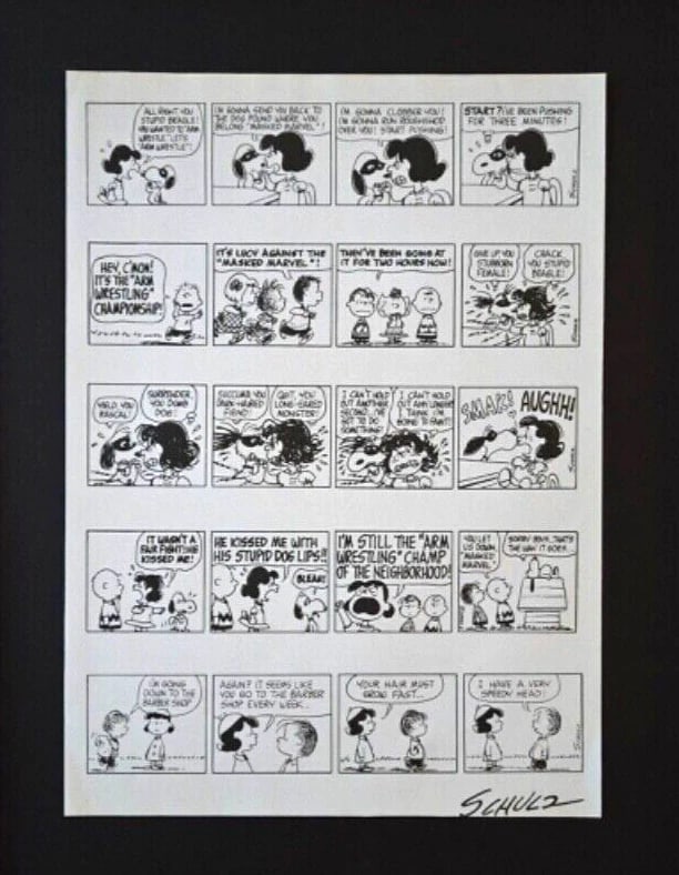 Charles Schulz + Signed Vintage 1968 Peanuts Snoopy Cartoon + New Golden Frame - 2