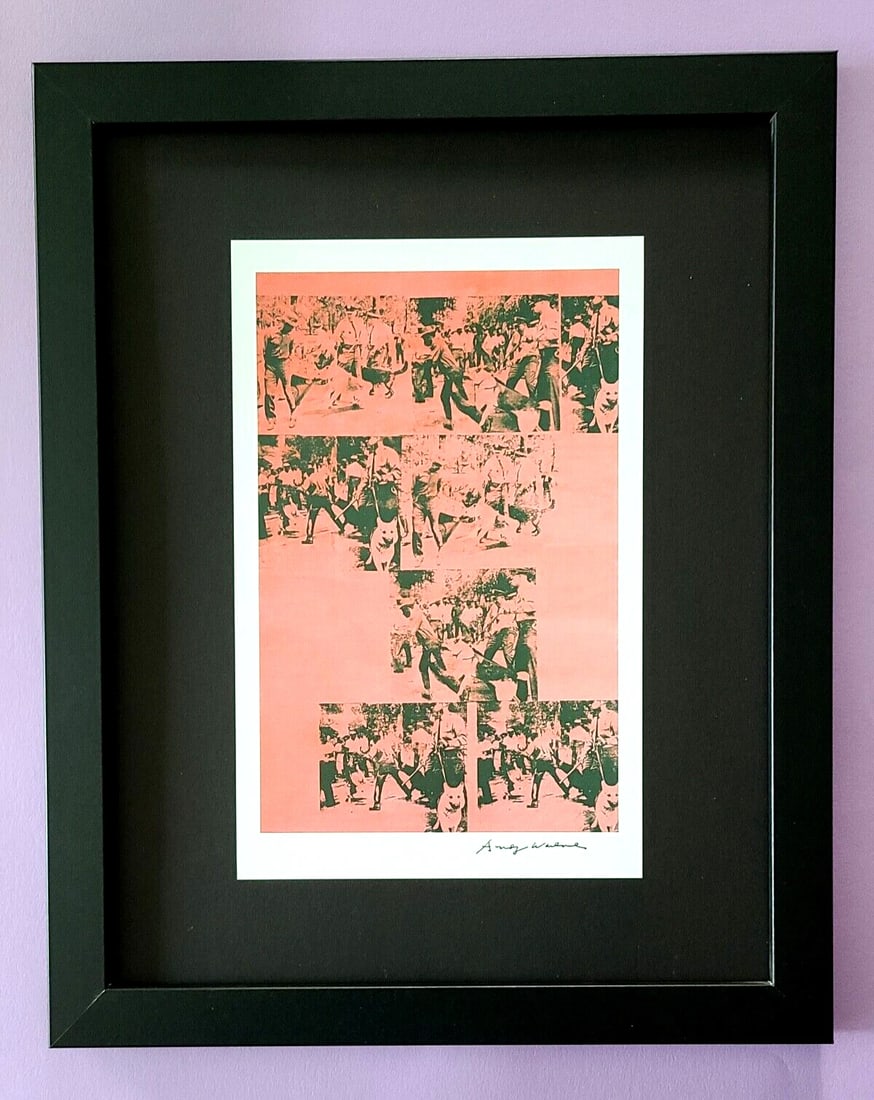 Andy Warhol | Vintage 1984 " RIOTS" Print Signed | Mounted and Framed: Up for Auction this Beautiful and Scarce Vintage 1984 Offset Lithograph after Andy Warhol " RIOTS " Facsimile Signature in ink This Art Print is mounted on a 14 x 11 in. black acid free premium black 