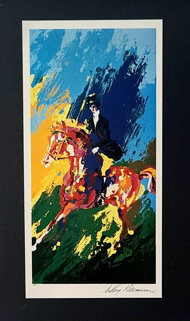 LeRoy Neiman " EQUESTRIAN" Signed Pop Art Mounted and Framed in New 11x14 - 2