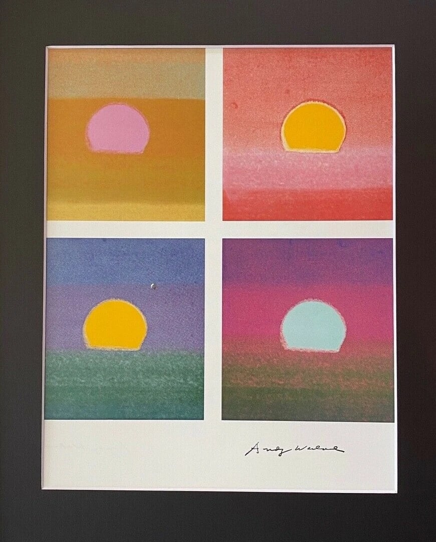 ANDY WARHOL | 4 "SUNRISE" SIGNED VINTAGE PRINT MATTED AND FRAMED - 2