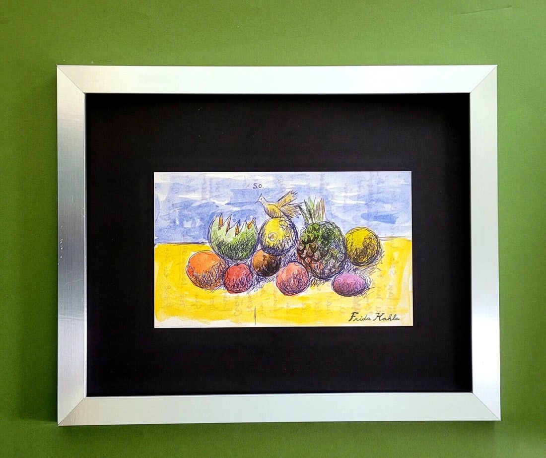 FRIDA KAHLO Print from Mexico DRAWING FROM HER DAIRY Signed Frida Kahlo Framed (1 of 2)