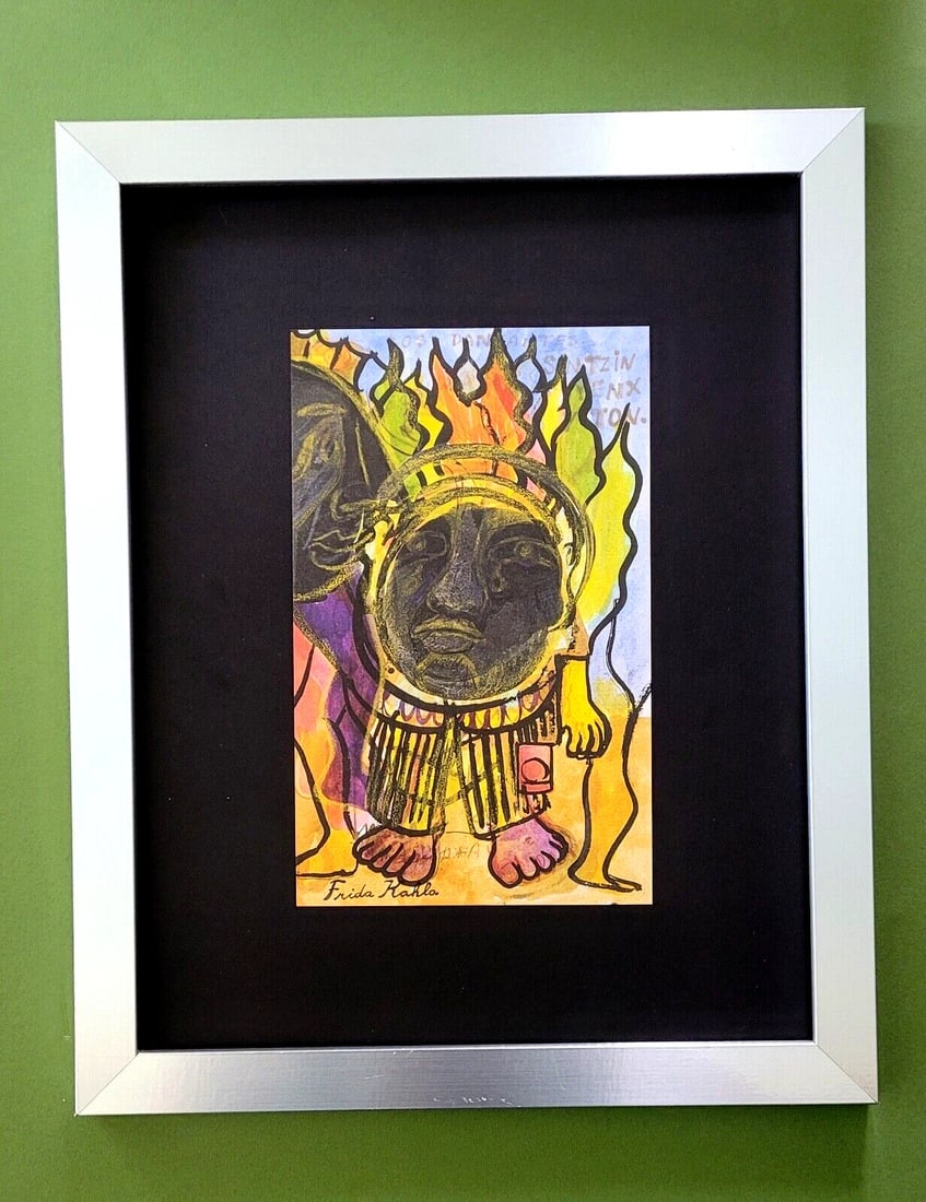 FRIDA KAHLO Print from Mexico DRAWING FROM HER DAIRY Signed Frida Kahlo Framed (1 of 2)