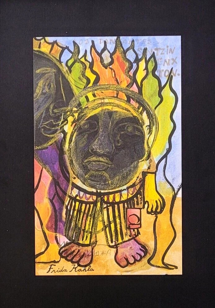 FRIDA KAHLO Print from Mexico DRAWING FROM HER DAIRY Signed Frida Kahlo Framed - 2