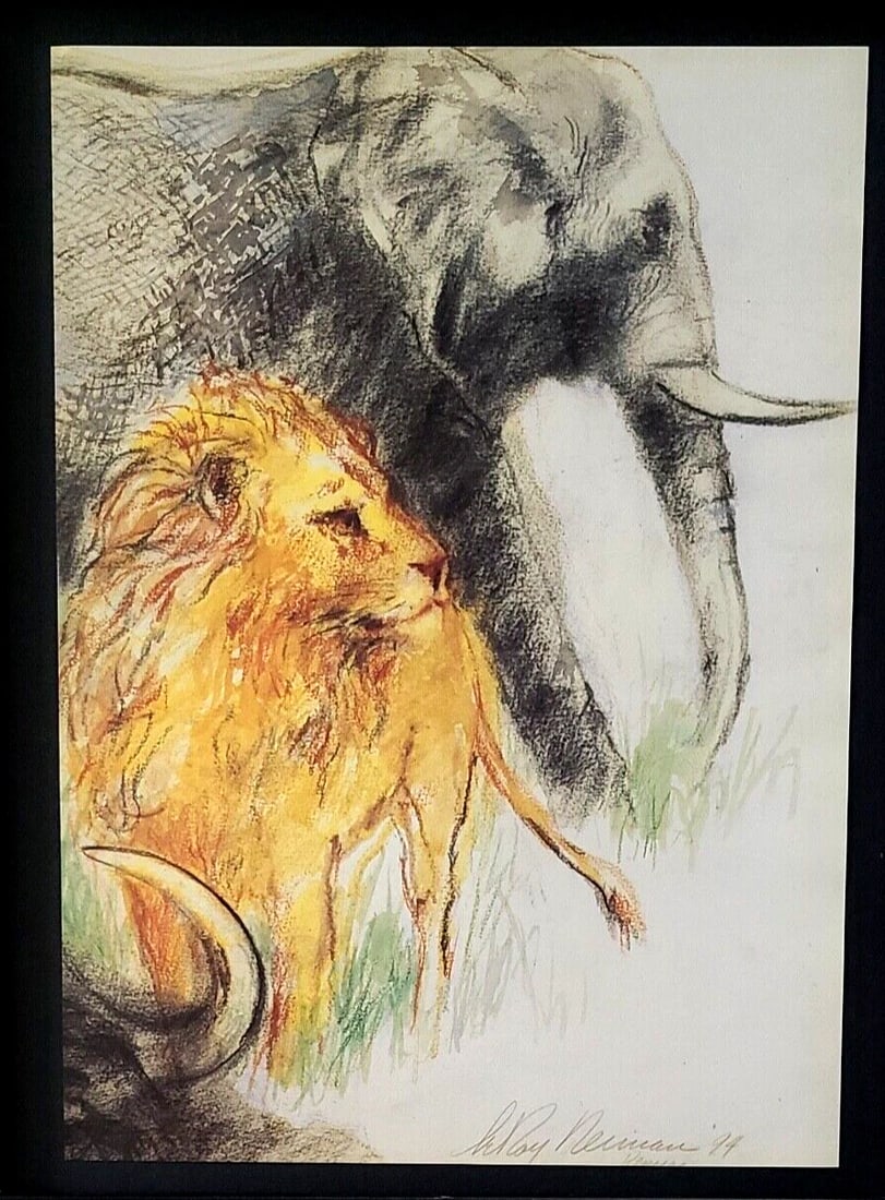 LeRoy Neiman 1994 Signed Pop Art Africa Safari Mounted and Framed - 2