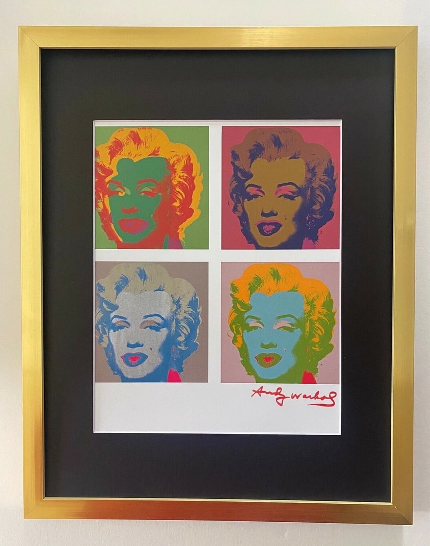 ANDY WARHOL 1984 SIGNED AWESOME MARILYN MONROE PRINT FRAMED 11X14: This is an Awesome and Scarce 1984 Print after Andy Warhol FACSIMILE SIGNATURE IN RED INK " MARILYN MONROE " from - His Portraits Collection- Professionally Matted to be Framed at Home on your Favorit