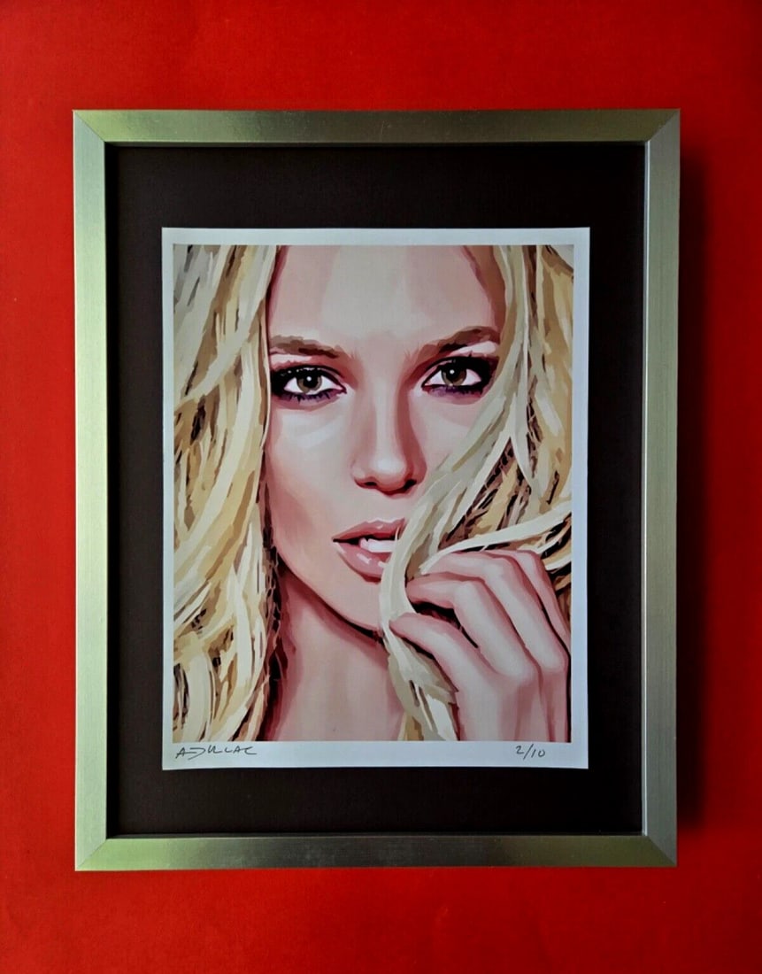 ALEXANDER DULAC Hand Signed Authentic Print | BRITNEY SPEARS Ltd.Ed. of 10 COA: Up for Sale is this Beautiful and Elegant Hand Signed Authentic Giclee by renowned contemporary artist ALEXANDER DU LAC " BRITNEY SPEARS " The print is mounted and framed. The area covered by the