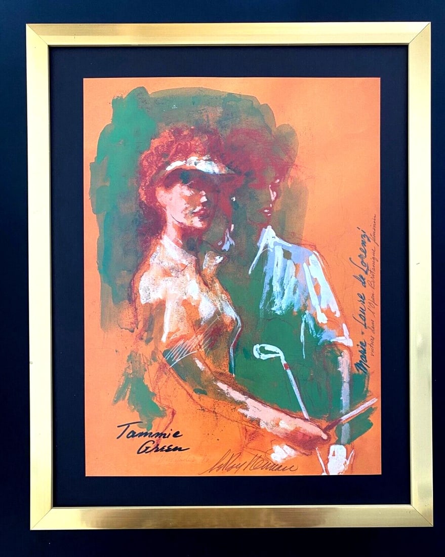 LEROY NEIMAN + TAMMIE GREEN + CIRCA 1990 + SIGNED PRINT FRAMED 14X11 in.: We have for Sale this LEROY NEIMAN AWESOME 1990'S PRINT ON PAPER " TAMMIE GREEN " SIGNED ON THE PLATE SIZE OF THE PRINT: 10 X 8 in NEW FRAME COVERS AN AREA OF 15 X 12 in MOUNTED AND FRAMED EXCELLENT C