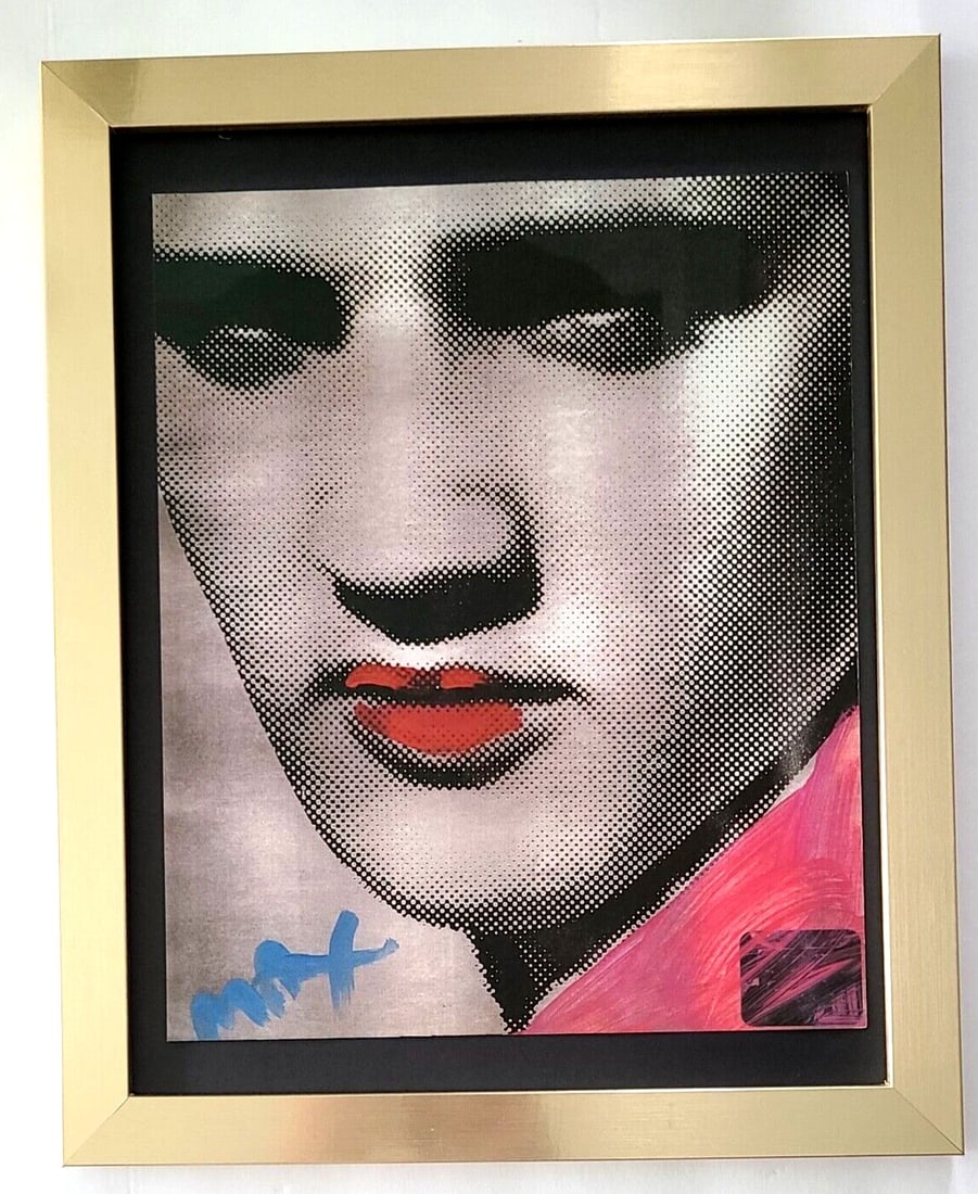 PETER MAX + ELVIS PRESLEY POP ART + 1980'S SIGNED PRINT + NEW GOLDEN FRAME (1 of 2)