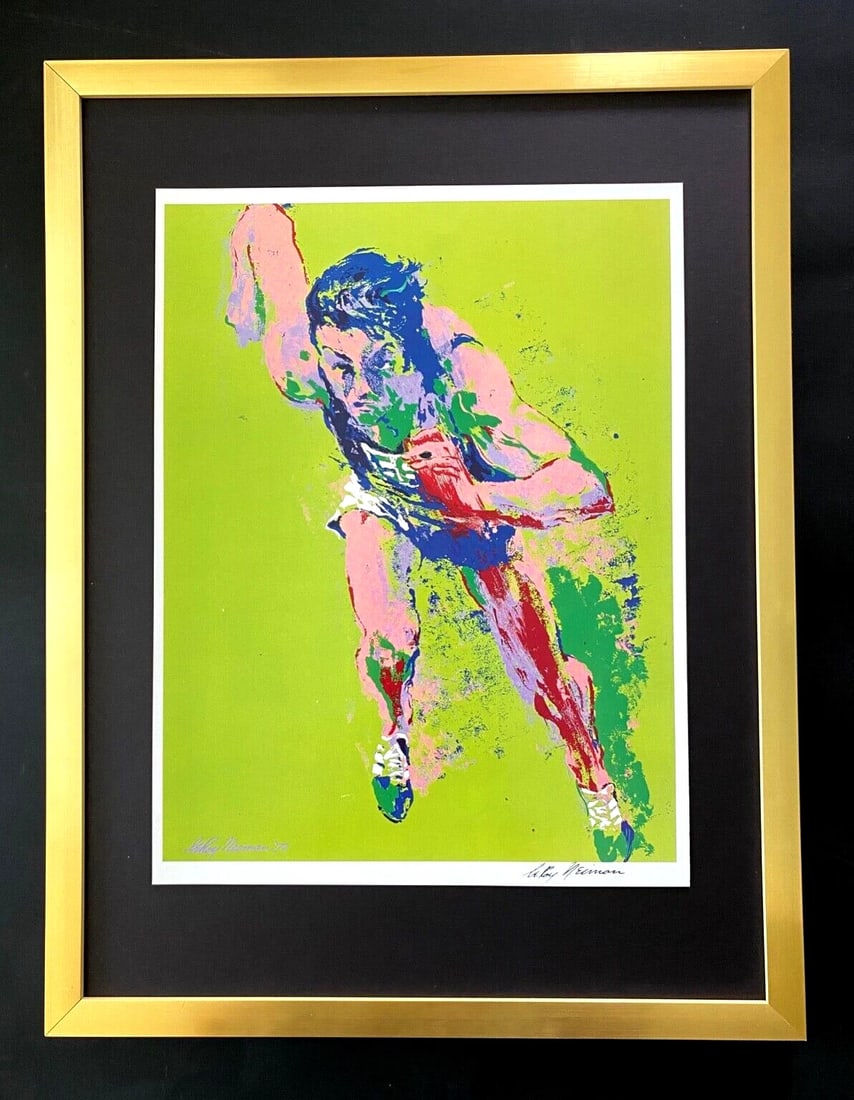 LEROY NEIMAN + ATLETISM + CIRCA 1970'S + SIGNED PRINT FRAMED (1 of 3)