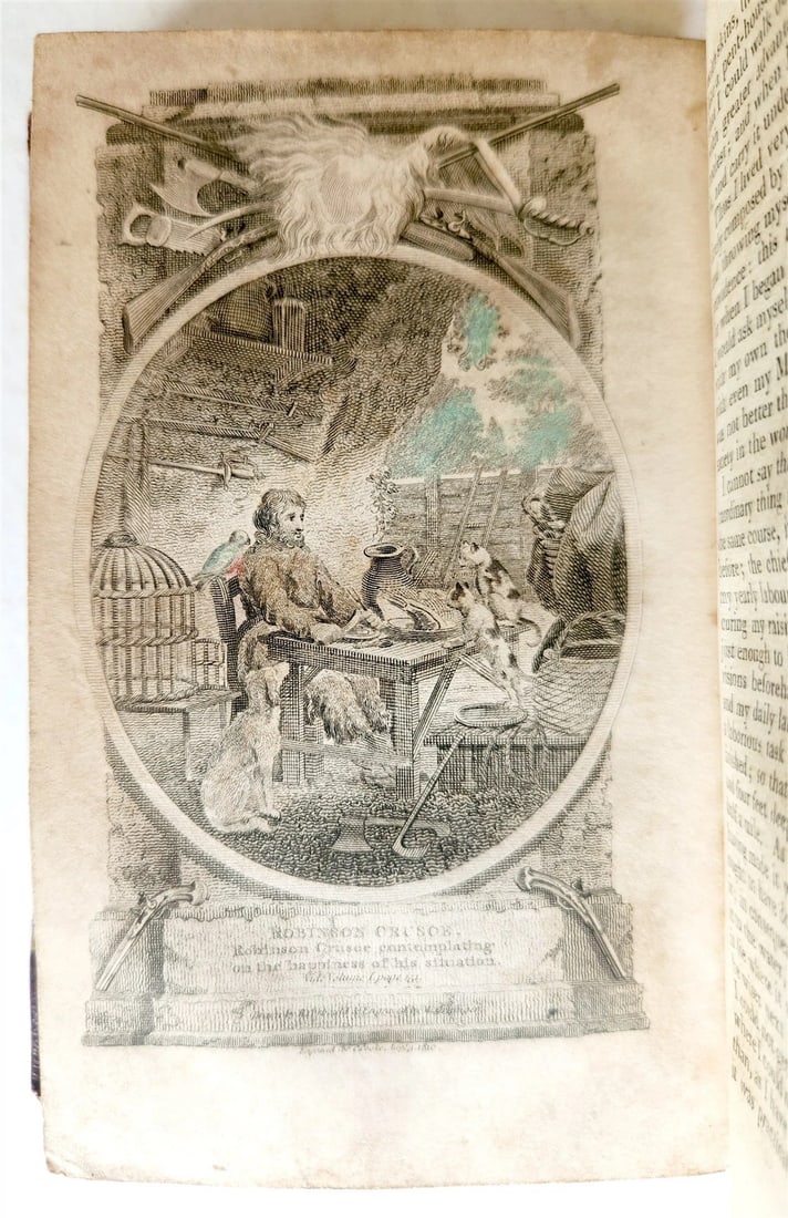 1793 LIFE & ADVENTURES of ROBINSON CRUSOE 3 VOLS antique ILLUSTRATED in ENGLISH - 9