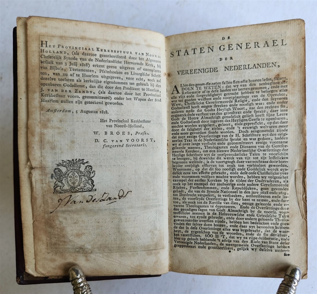 1818 BIBLE in DUTCH NEW TESTAMENT antique FINE BINDING - 4