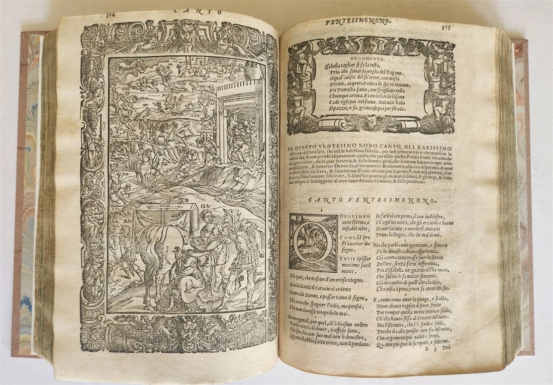 1572 ORLANDO FURIOSO by LUDOVICO ARIOSTO amazingly illustrated ANTIQUE 16th CENT - 17