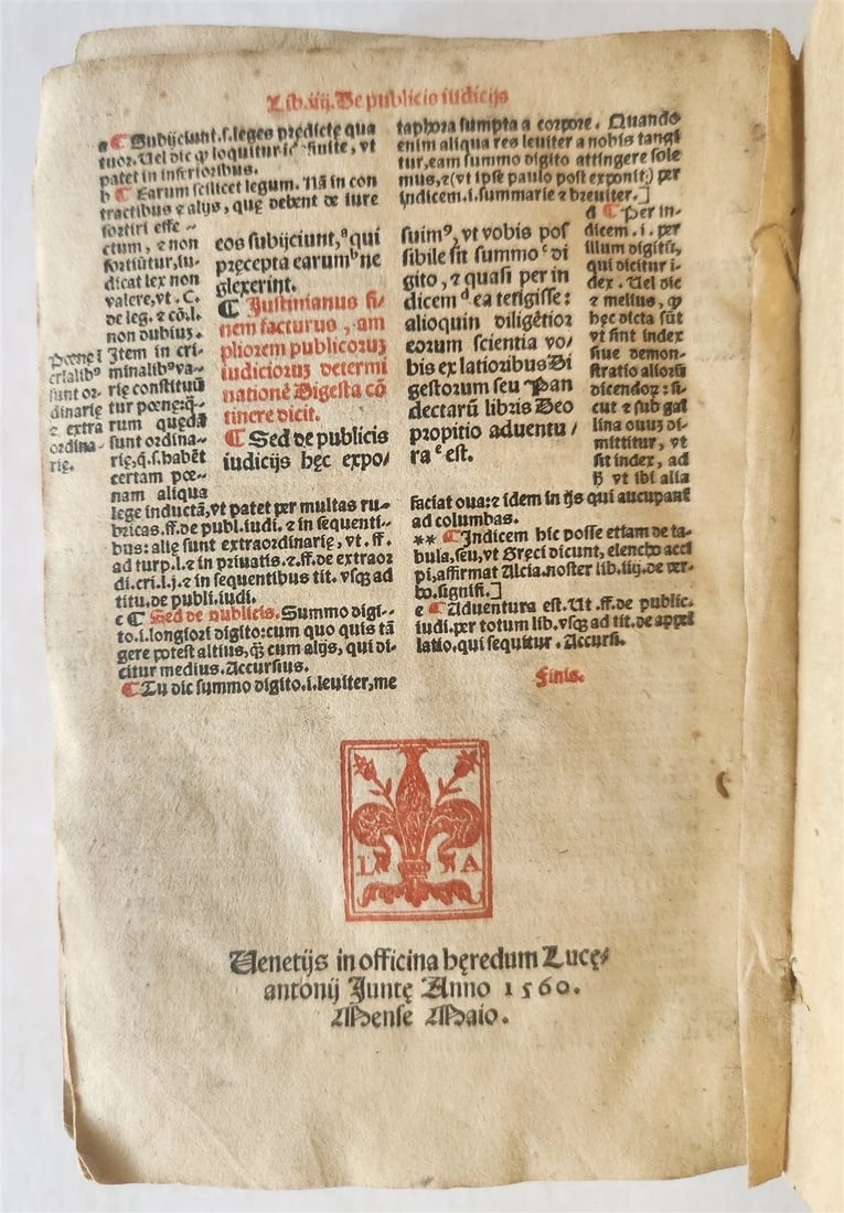 1560 LAW BOOK Institutiones Iuris Civilis D. Iustiniani ANTIQUE 16c GIUNTA PRESS - 2