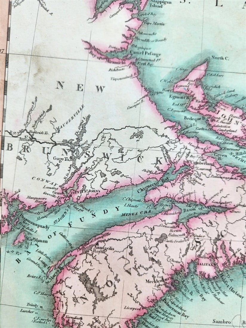 1807 MAP of CANADA -NOVA SCOTIA NEWFOUNDLAND by JOHN CARY London ANTIQUE - 5