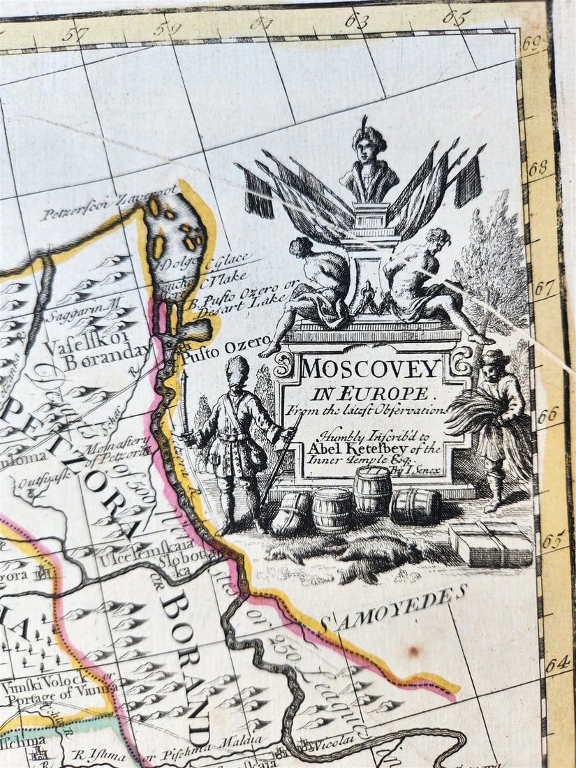 1721 MAP of RUSSIA - MOSCOVEY in EUROPE by Abel Ketelbey ANTIQUE - 2
